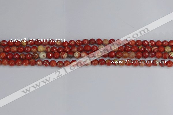 CRE330 15.5 inches 4mm faceted round red jasper beads