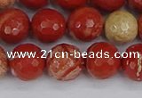 CRE333 15.5 inches 10mm faceted round red jasper beads