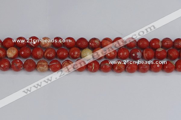 CRE333 15.5 inches 10mm faceted round red jasper beads