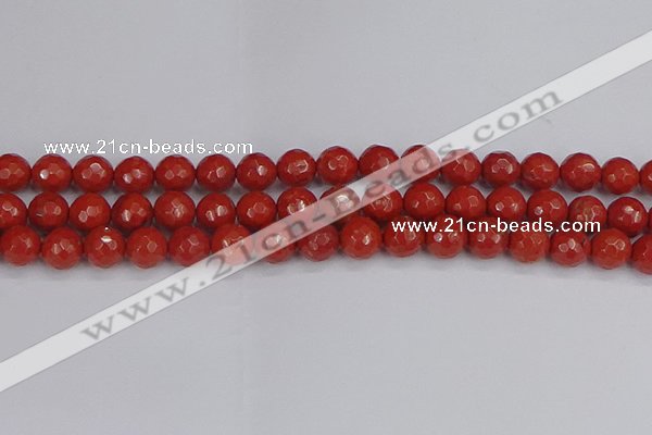 CRE341 15.5 inches 10mm faceted round red jasper beads