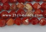 CRE345 15.5 inches 6mm faceted nuggets red jasper beads