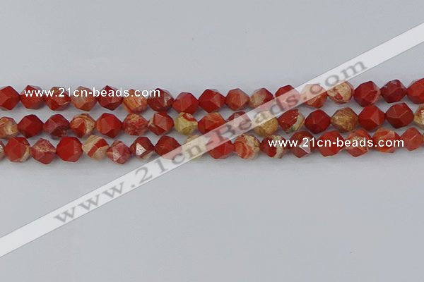 CRE346 15.5 inches 8mm faceted nuggets red jasper beads