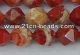 CRE348 15.5 inches 12mm faceted nuggets red jasper beads