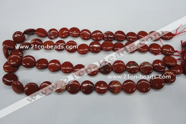 CRE35 15.5 inches 14mm flat round red jasper beads wholesale