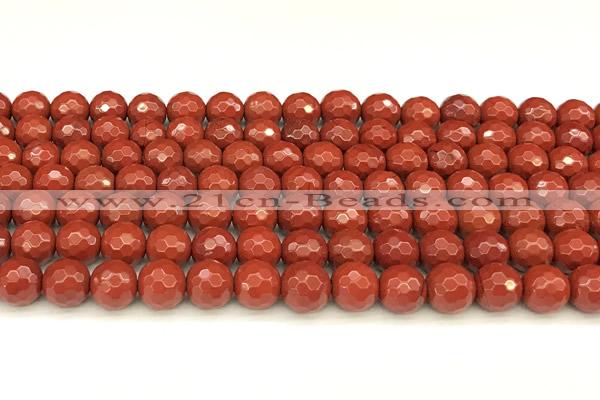 CRE360 15 inches 6mm faceted round red jasper beads wholesale