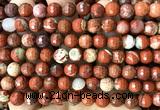CWJ378 15 inches 8mm faceted round red jasper beads wholesale