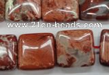 CRE58 15.5 inches 20*20mm square red jasper beads wholesale