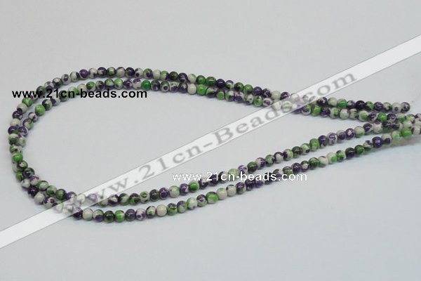 CRF01 15.5 inches 4mm round dyed rain flower stone beads wholesale