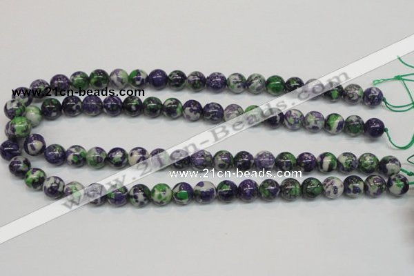 CRF04 15.5 inches 10mm round dyed rain flower stone beads wholesale