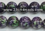 CRF06 15.5 inches 14mm round dyed rain flower stone beads wholesale