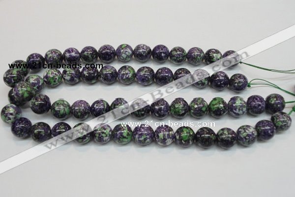 CRF06 15.5 inches 14mm round dyed rain flower stone beads wholesale