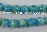 CRF103 15.5 inches 10mm round dyed rain flower stone beads wholesale