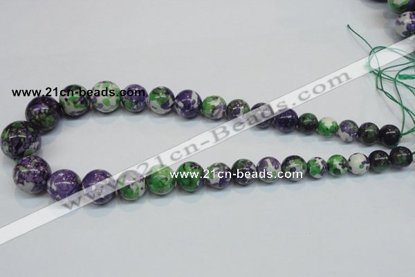 CRF11 15.5 inches multi sizes round dyed rain flower stone beads