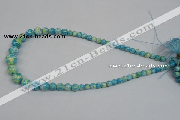 CRF111 15.5 inches 6mm - 14mm round dyed rain flower stone beads