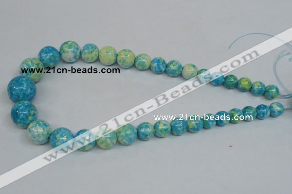 CRF112 15.5 inches 10mm - 20mm round dyed rain flower stone beads