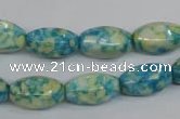 CRF114 15.5 inches 8*14mm rice dyed rain flower stone beads