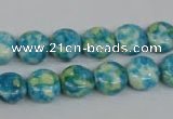 CRF116 15.5 inches 10mm flat round dyed rain flower stone beads