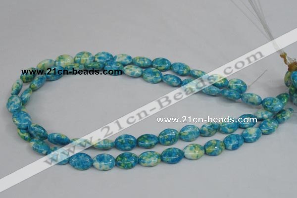 CRF124 15.5 inches 10*14mm oval dyed rain flower stone beads