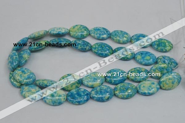 CRF128 15.5 inches 18*25mm oval dyed rain flower stone beads