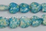 CRF132 15.5 inches 14*14mm heart dyed rain flower stone beads