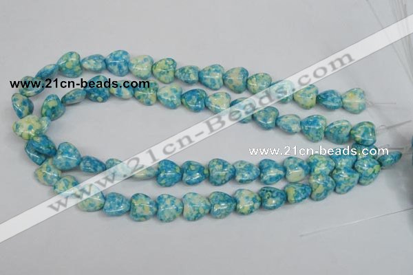 CRF132 15.5 inches 14*14mm heart dyed rain flower stone beads