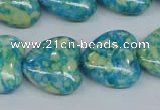 CRF135 15.5 inches 20*20mm heart dyed rain flower stone beads