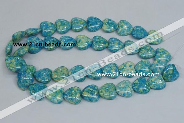 CRF135 15.5 inches 20*20mm heart dyed rain flower stone beads