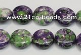 CRF16 15.5 inches 16mm flat round dyed rain flower stone beads