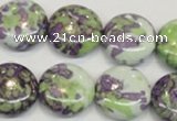 CRF17 15.5 inches 20mm flat round dyed rain flower stone beads