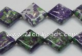 CRF19 15.5 inches 15*15mm diamond dyed rain flower stone beads