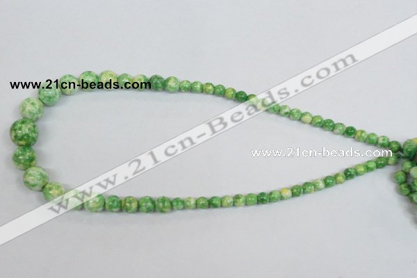 CRF191 15.5 inches 6mm - 14mm round dyed rain flower stone beads