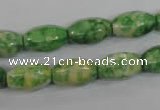 CRF194 15.5 inches 8*14mm rice dyed rain flower stone beads