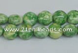 CRF196 15.5 inches 10mm flat round dyed rain flower stone beads