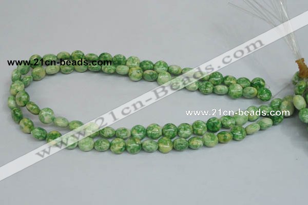 CRF196 15.5 inches 10mm flat round dyed rain flower stone beads