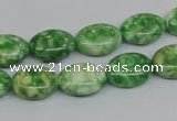 CRF204 15.5 inches 10*14mm oval dyed rain flower stone beads