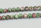 CRF21 15.5 inches 4mm round dyed rain flower stone beads wholesale