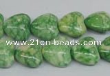 CRF212 15.5 inches 14*14mm heart dyed rain flower stone beads