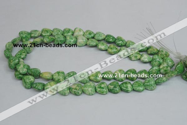 CRF212 15.5 inches 14*14mm heart dyed rain flower stone beads