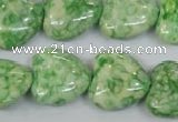 CRF214 15.5 inches 18*18mm heart dyed rain flower stone beads