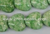 CRF215 15.5 inches 20*20mm heart dyed rain flower stone beads