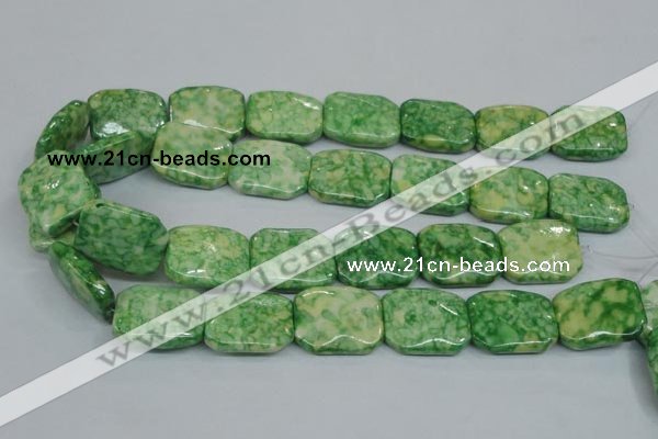 CRF225 15.5 inches 20*26mm rectangle dyed rain flower stone beads