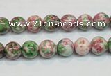 CRF23 15.5 inches 8mm round dyed rain flower stone beads wholesale