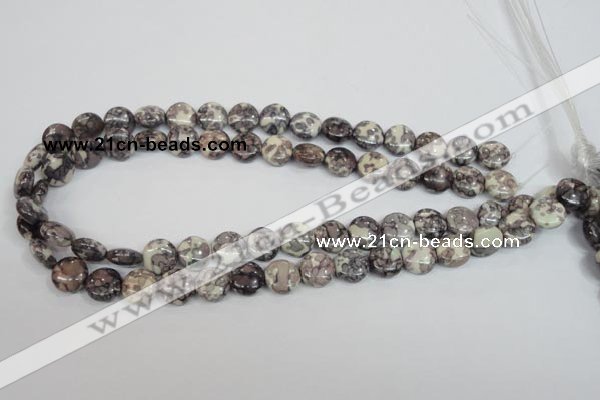 CRF235 15.5 inches 10mm flat round dyed rain flower stone beads