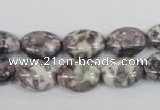 CRF243 15.5 inches 10*14mm oval dyed rain flower stone beads