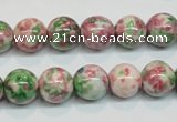 CRF25 15.5 inches 12mm round dyed rain flower stone beads wholesale