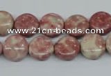 CRF255 15.5 inches 10mm flat round dyed rain flower stone beads