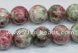 CRF26 15.5 inches 14mm round dyed rain flower stone beads wholesale