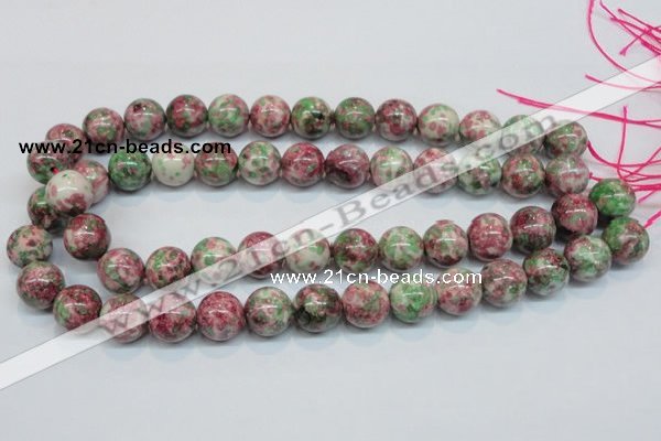 CRF26 15.5 inches 14mm round dyed rain flower stone beads wholesale