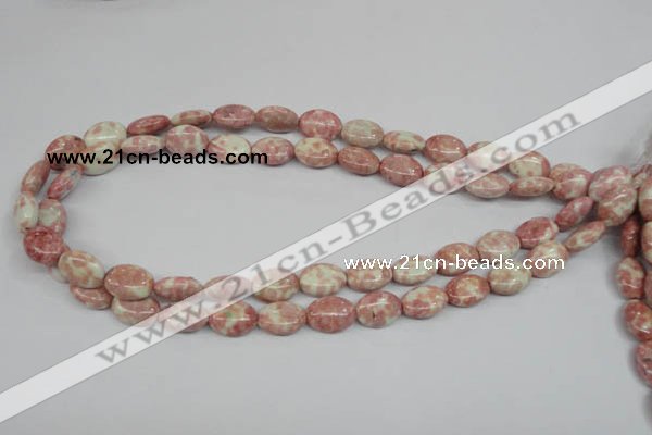 CRF263 15.5 inches 10*14mm oval dyed rain flower stone beads