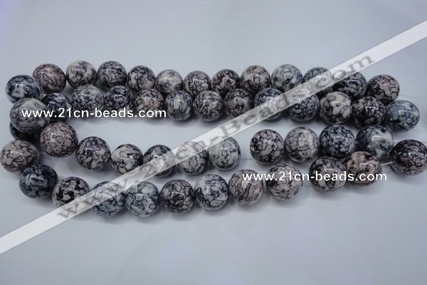 CRF285 15.5 inches 14mm round dyed rain flower stone beads